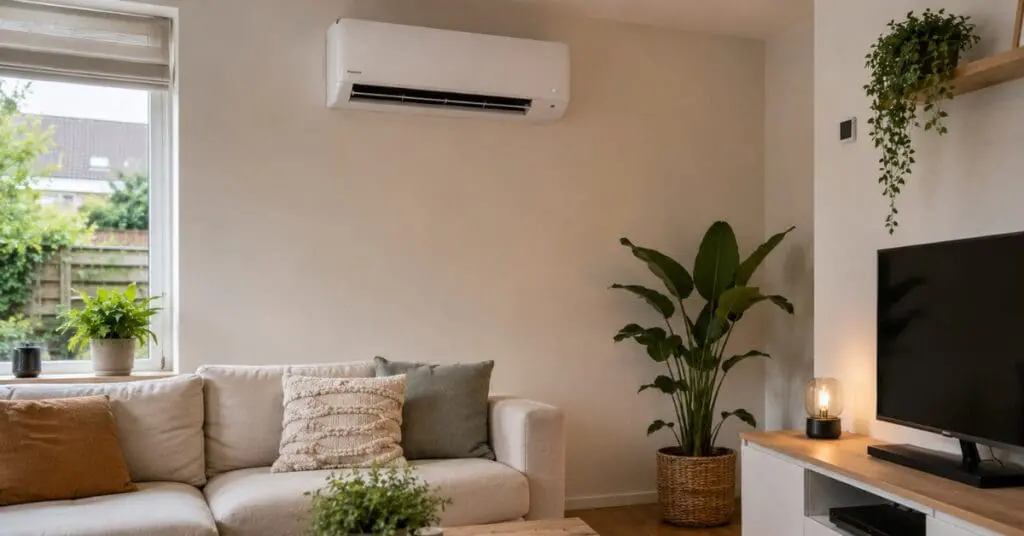 air conditioning unit in modern living room netherlands home renovation