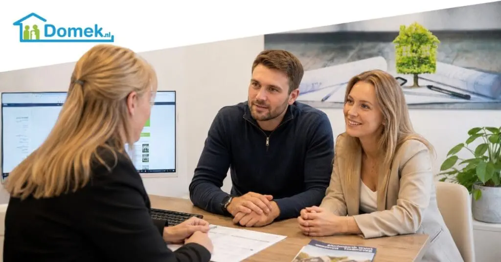 Mortgage consultation in the Netherlands – couple meeting advisor to discuss home buying process and borrowing capacity