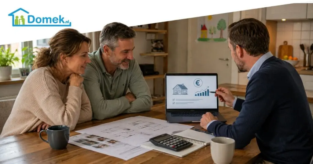 home renovation consultation netherlands couple meeting advisor mortgage planning