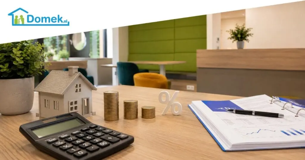 Reduce your mortgage payment and save more in the Netherlands – refinancing and mortgage calculation concept in a modern office.