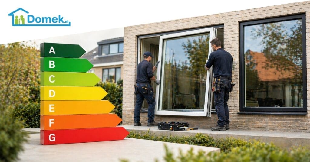 Modern energy-efficient windows in a typical Dutch home during renovation in the Netherlands